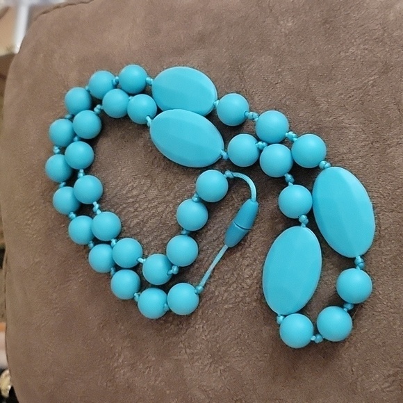 VTG Rubber Knot Beaded Chunky Mod Necklace - Picture 2 of 6